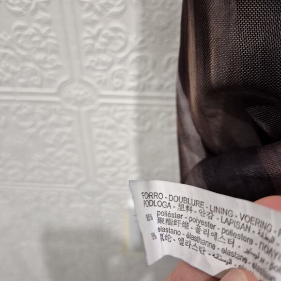 Zara Printed Tulle Abstract Mesh Maxi Cap Sleeve Dress size Large - Picture 9 of 9